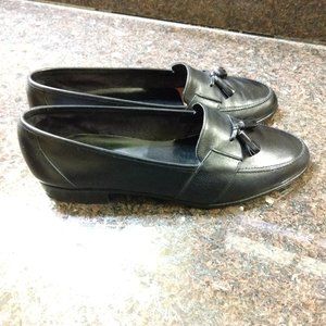 Bally of Switzerland Black Leather Club Tassle Loafers 11D Excellent Condition